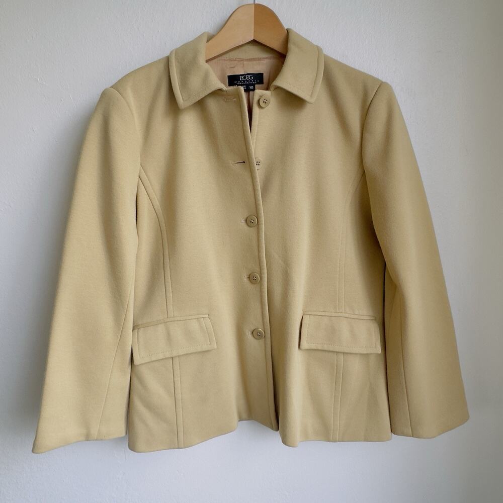 Vintage BCBG Max Azria Jacket | Camel Wool Blend | Y2K Grandpa Core | Size 10